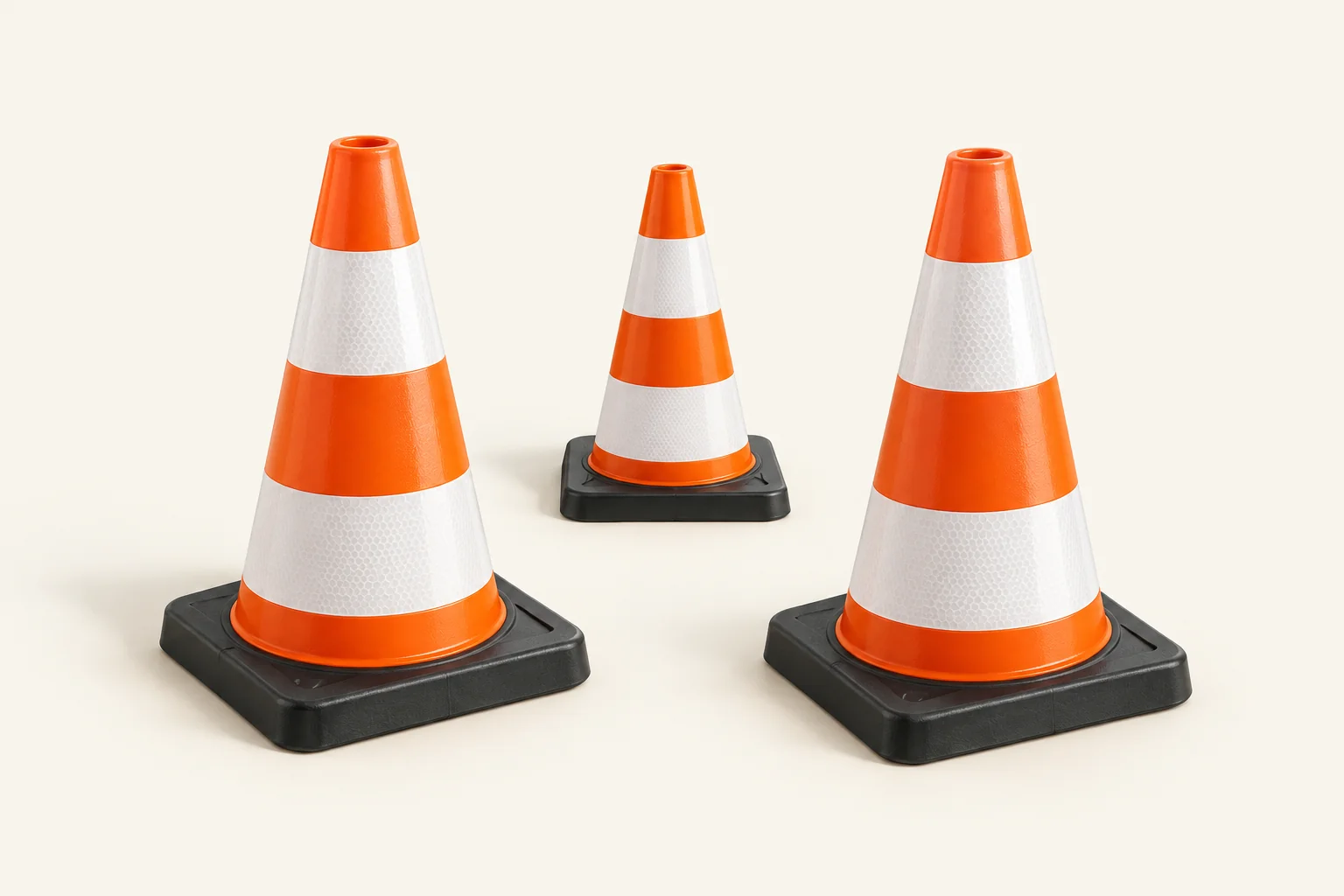 Three traffic cones