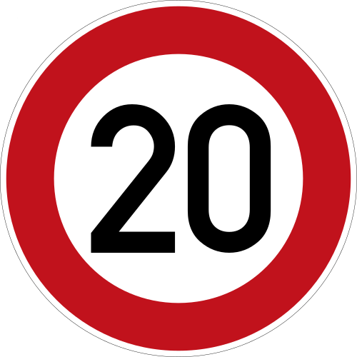الإشارة 274-20: السرعة القصوى 20 كم/س
