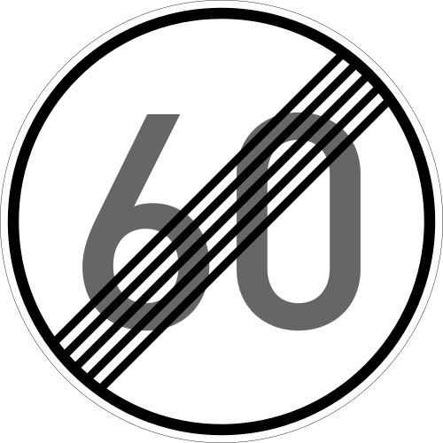 الإشارة 278-60: نهاية حد السرعة 60 كم/س