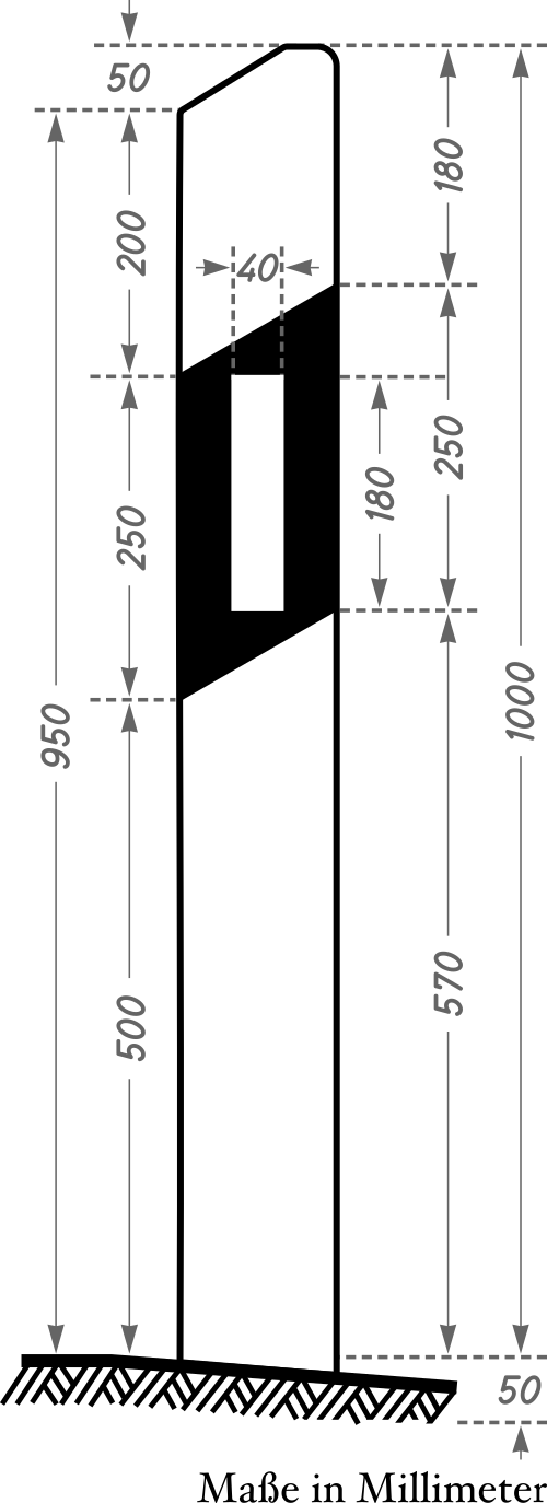التجهيزة المرورية 620-40: عمود إرشاد (على اليمين)