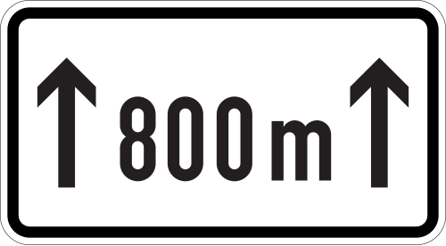اللوحة الإضافية 1001-30: طول المقطع (لمسافة 800 m)