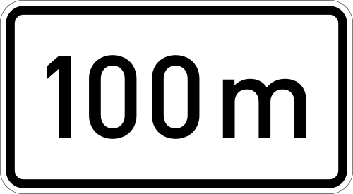 اللوحة الإضافية 1004-30: بيان المسافة (100 m)